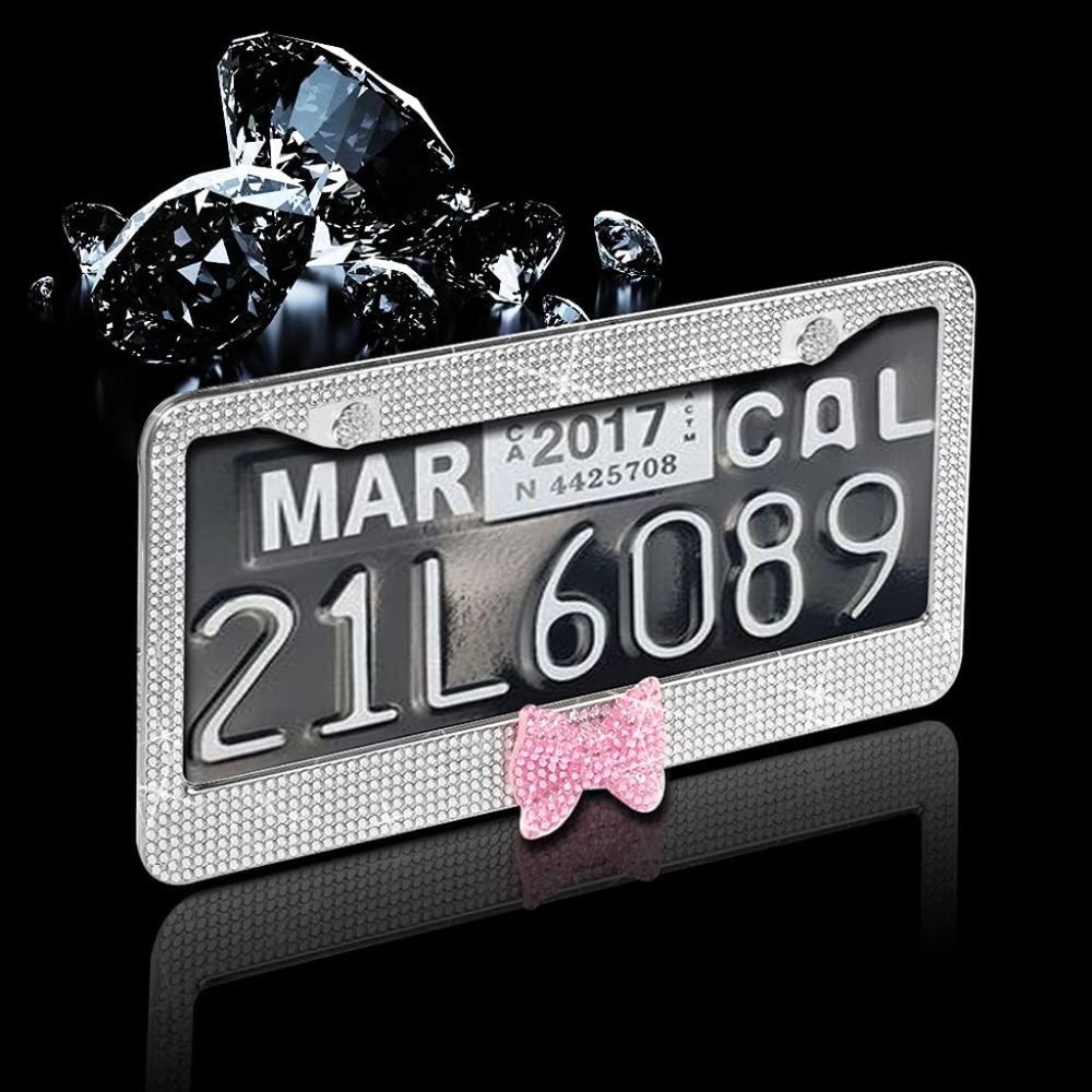 💕NEW Sparkling Bling Swarovski Crystal Silver Hello Kitty License Plate …
